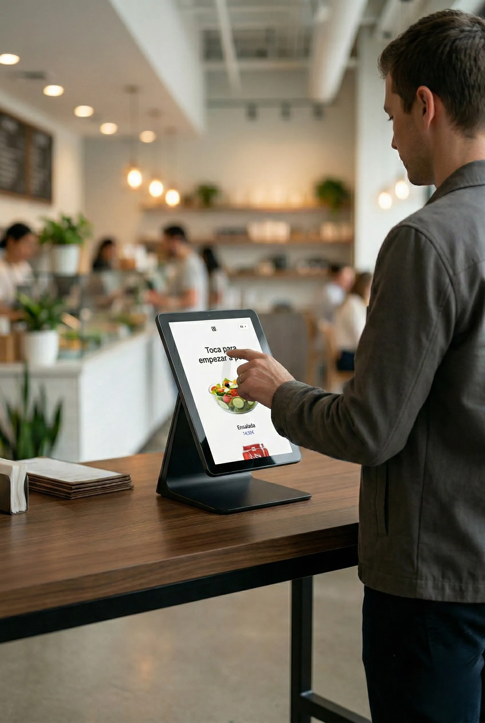 Persona usando kiosk