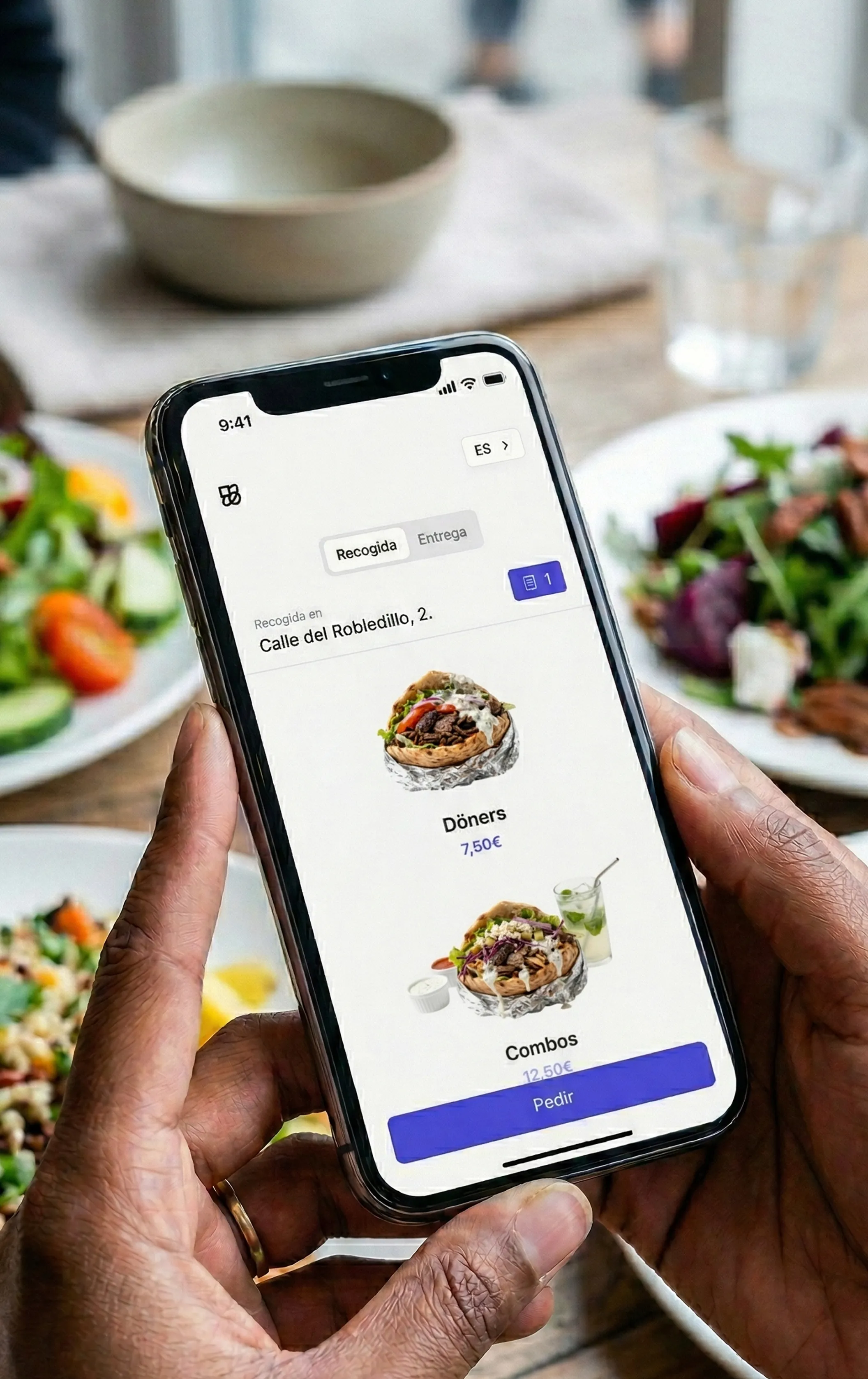 Vista móvil de Web Ordering